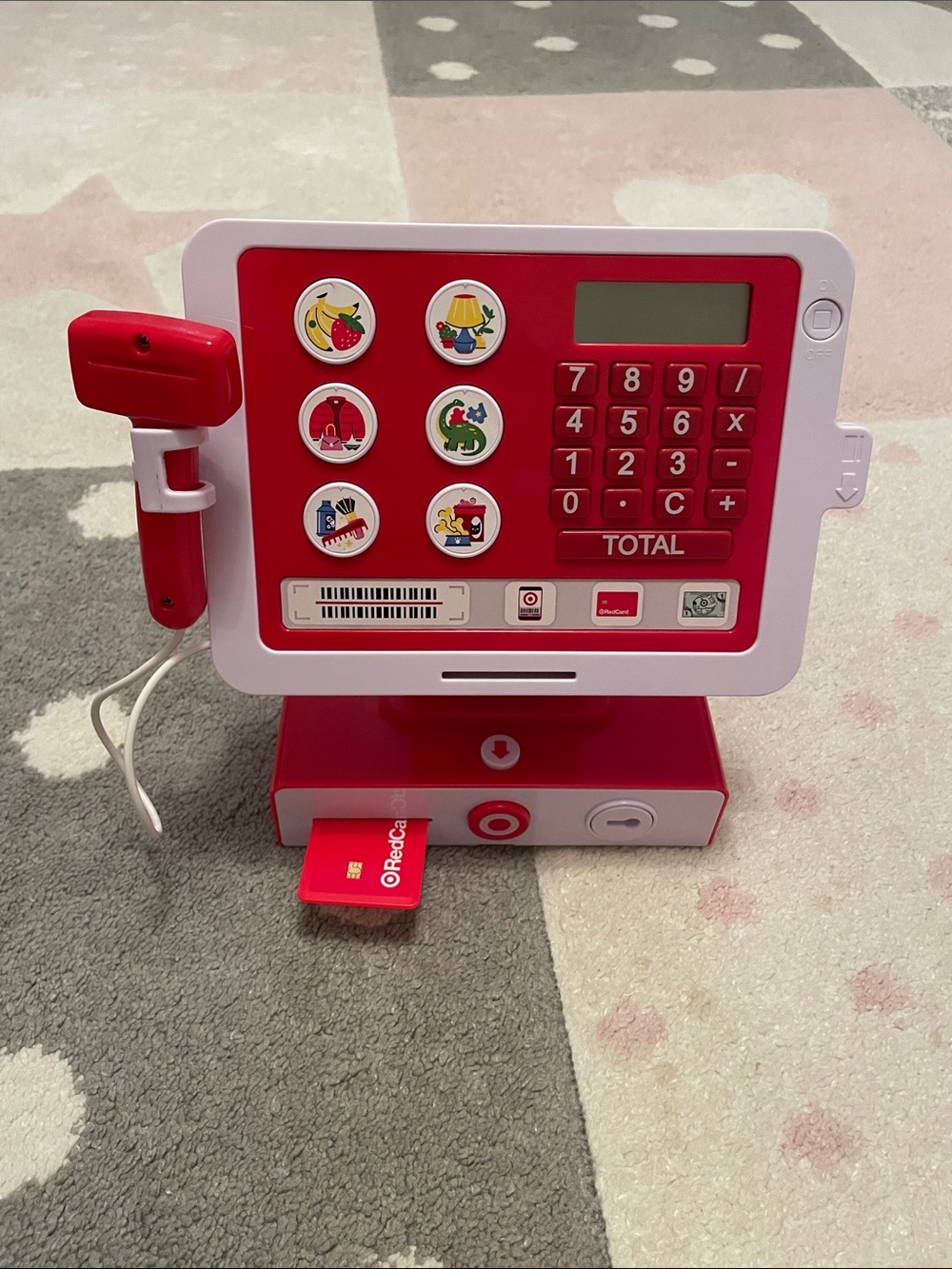 Target Red and White Kids Play Cash Register with Scanner